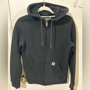 Carhartt black zip up hoodie size small - fits like a medium